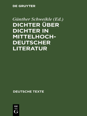 cover image of Dichter über Dichter in mittelhochdeutscher Literatur